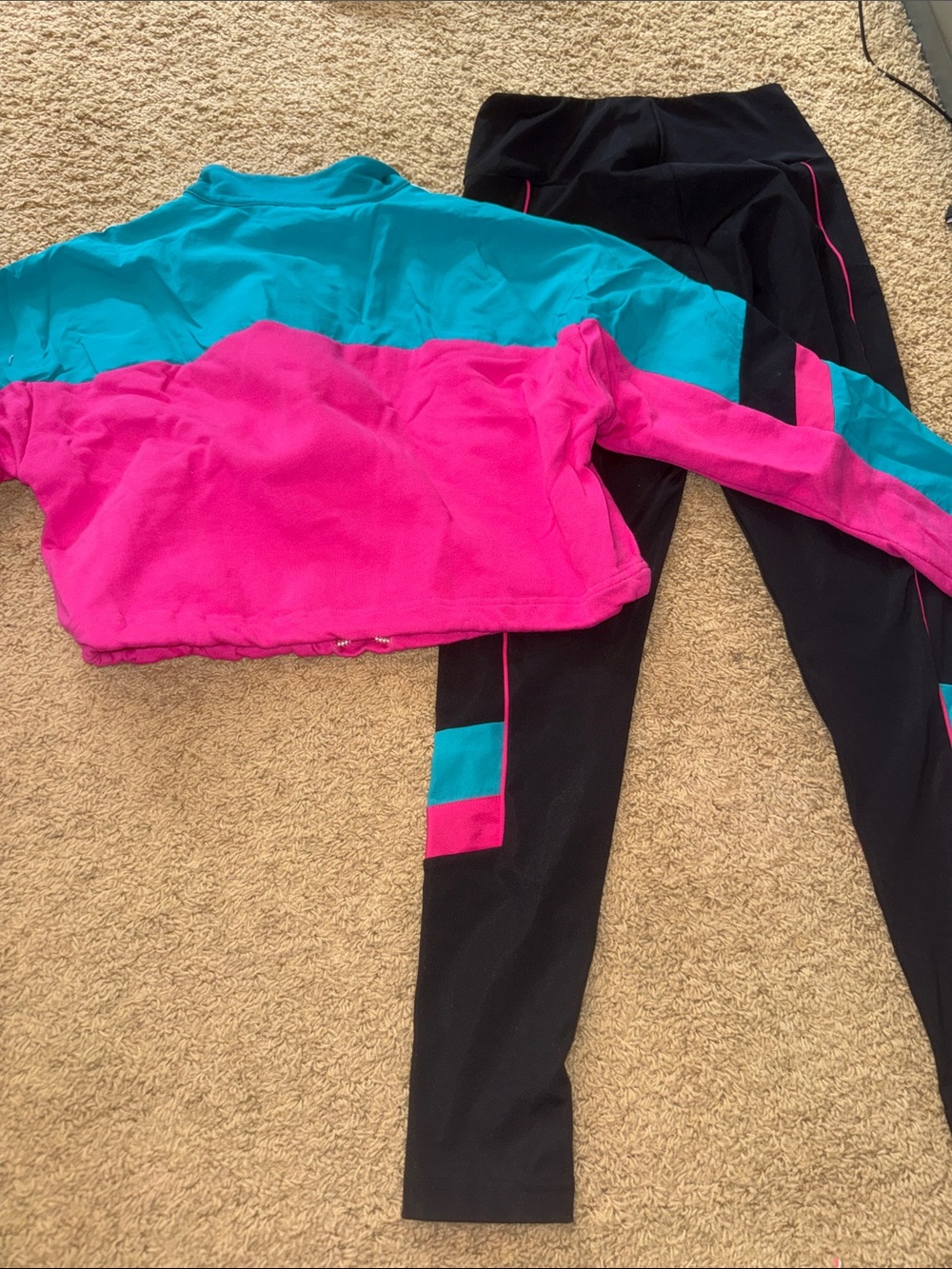 adidas Teal, Fuchsia & Black Colorblock Track Set - Picture 3 of 4